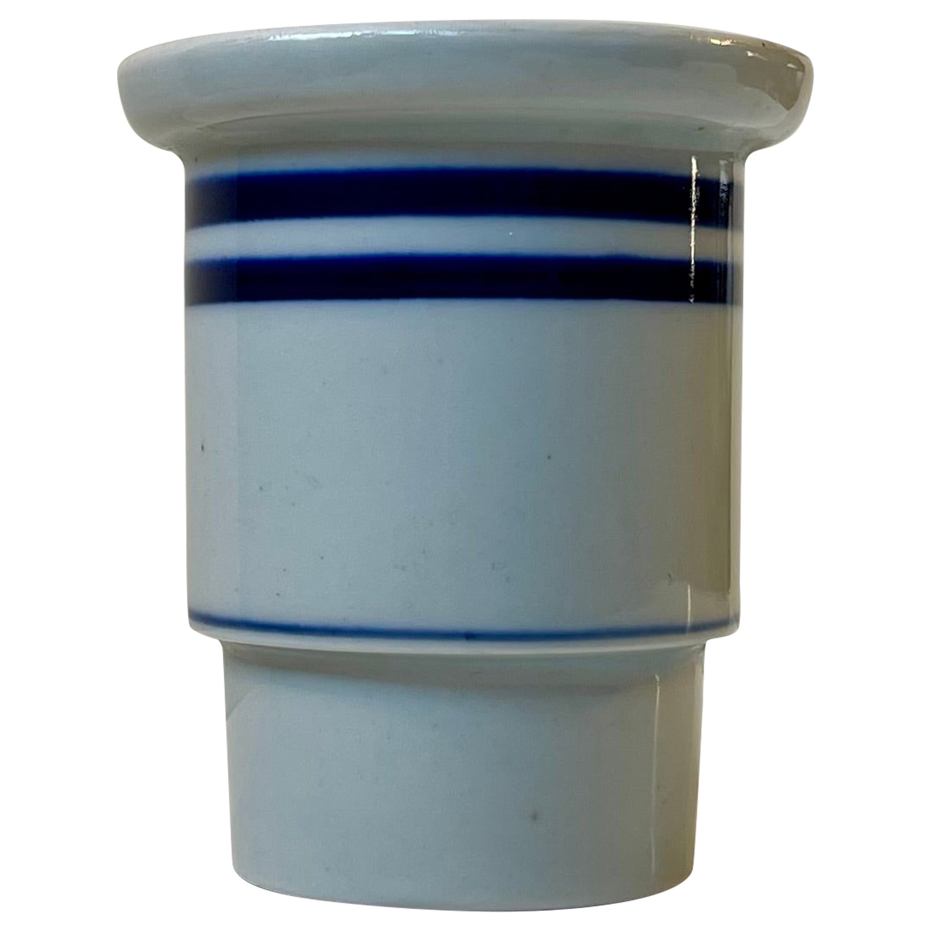 Niels Refsgaard Stoneware Vase with Blue Stripes for Danish Design Ltd.