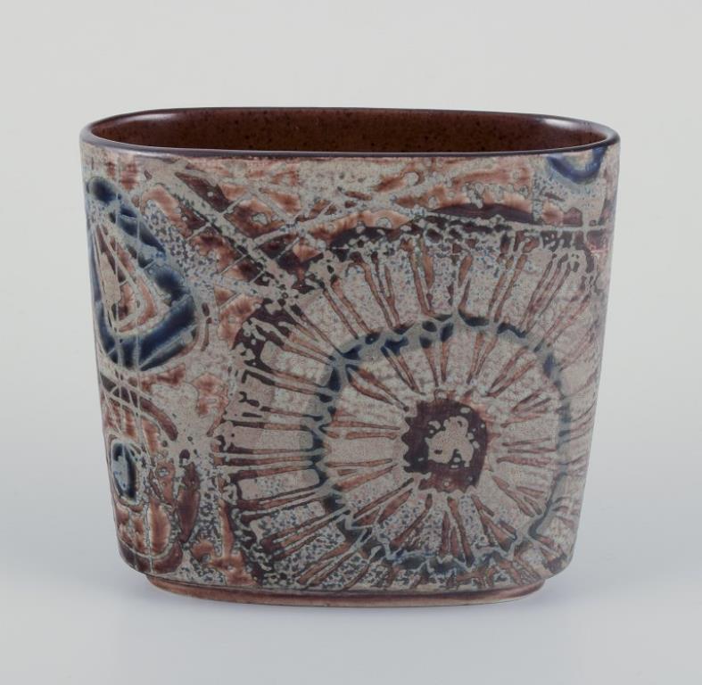 Vernissé Niels Thorsson pour Royal Copenhagen. Vase Baca en faïence, années 1970 en vente