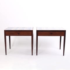 Niels Vodder Pair of Side Tables in Rosewood and Antique Delft Tiles