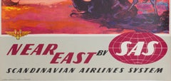 Nielsen, Original Travel Poster, Near East Fly SAS Airline, Aviation, Camel 1960