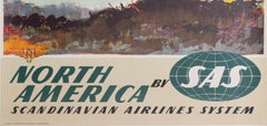 Nielsen, Original Travel Poster, North America SAS Airline Aviation Buffalo 1960