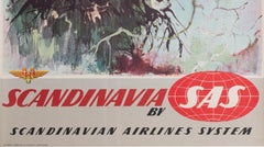 Nielsen, Original Travel Poster, Scandinavia Fly SAS Airline Aviation Stork 1960