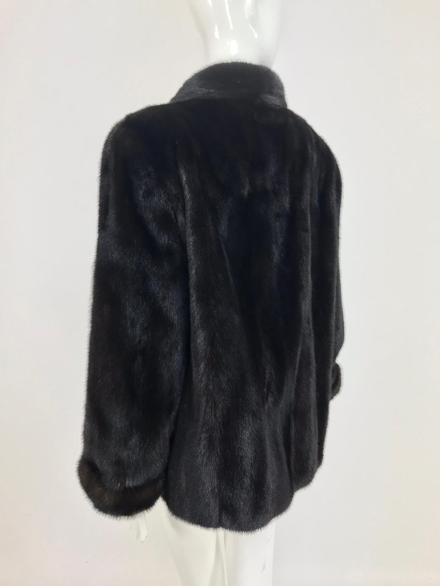 Nieman Marcus Black Mink Fur Jacket with Pom Pom Ties 6