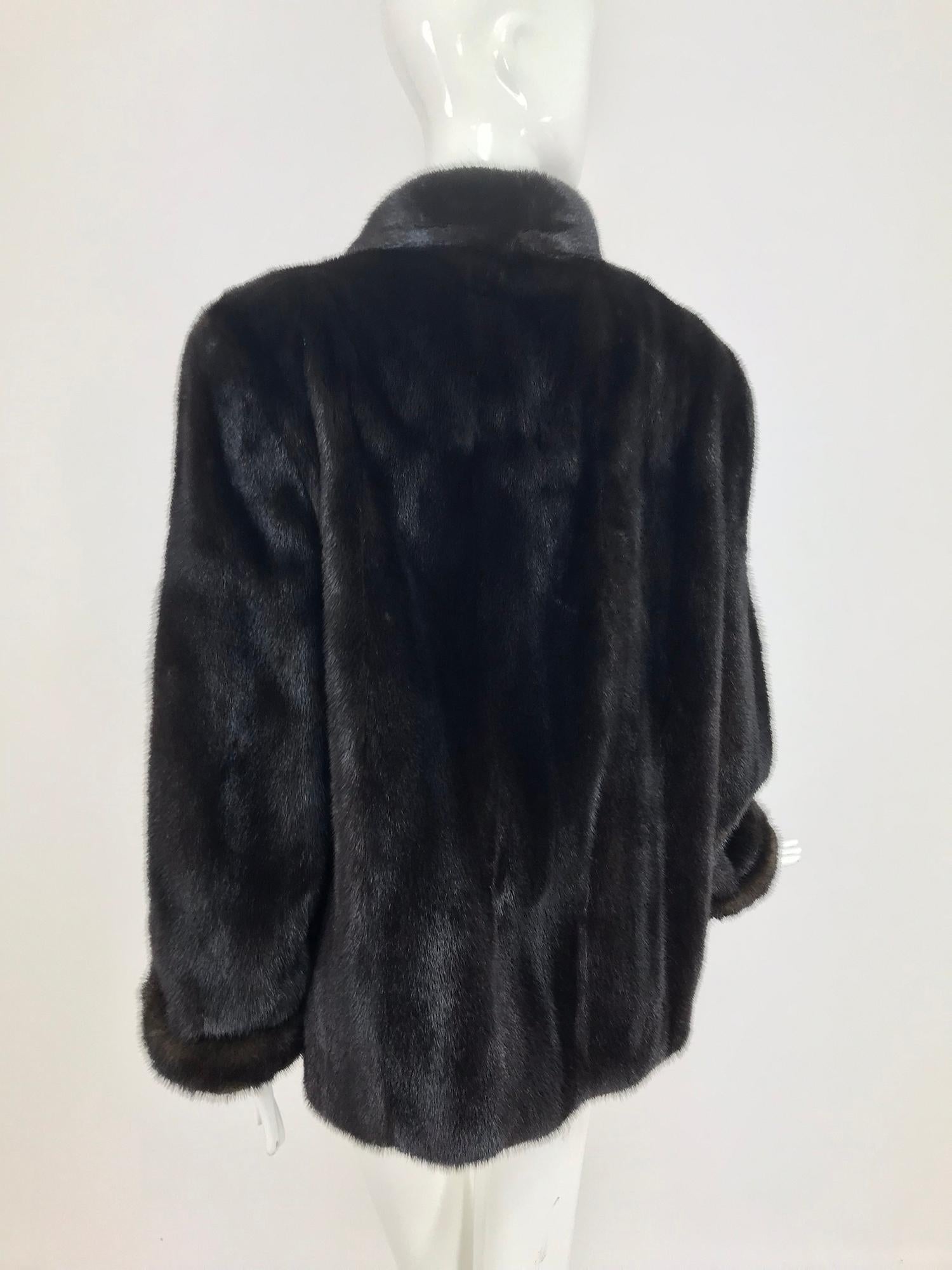 Nieman Marcus Black Mink Fur Jacket with Pom Pom Ties 7