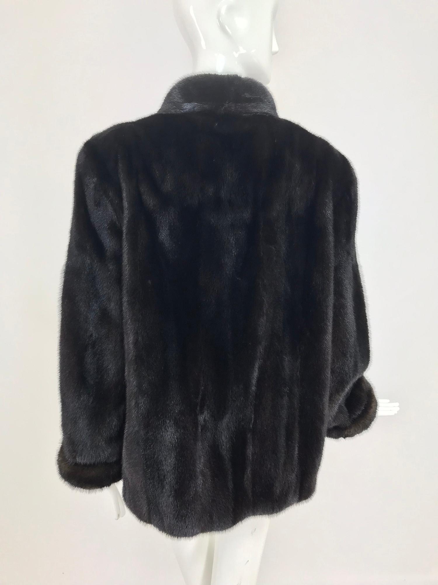 Nieman Marcus Black Mink Fur Jacket with Pom Pom Ties 8