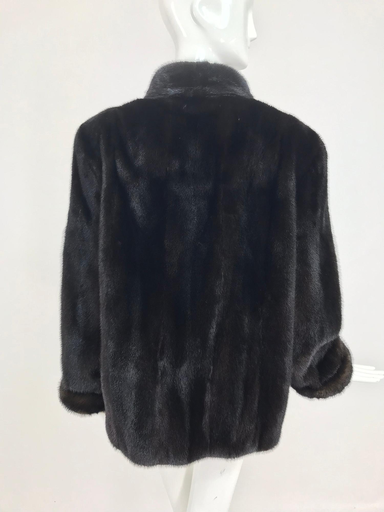 Nieman Marcus Black Mink Fur Jacket with Pom Pom Ties 9