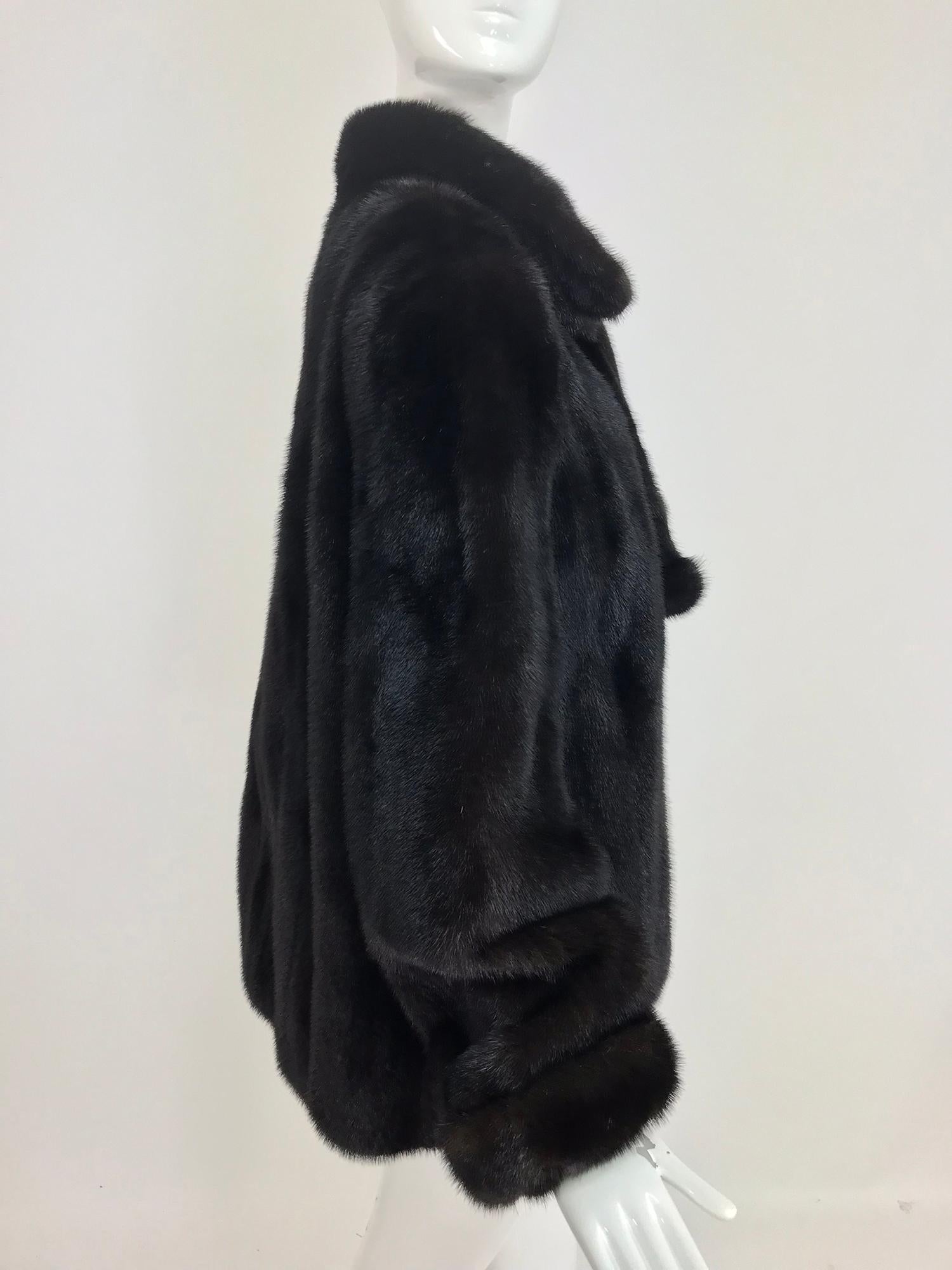 Nieman Marcus Black Mink Fur Jacket with Pom Pom Ties 12