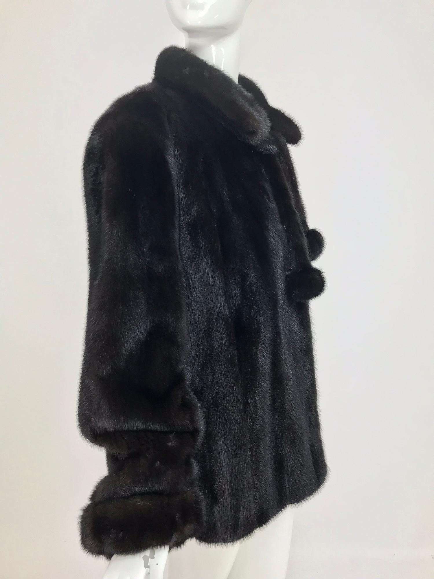 Nieman Marcus Black Mink Fur Jacket with Pom Pom Ties 13