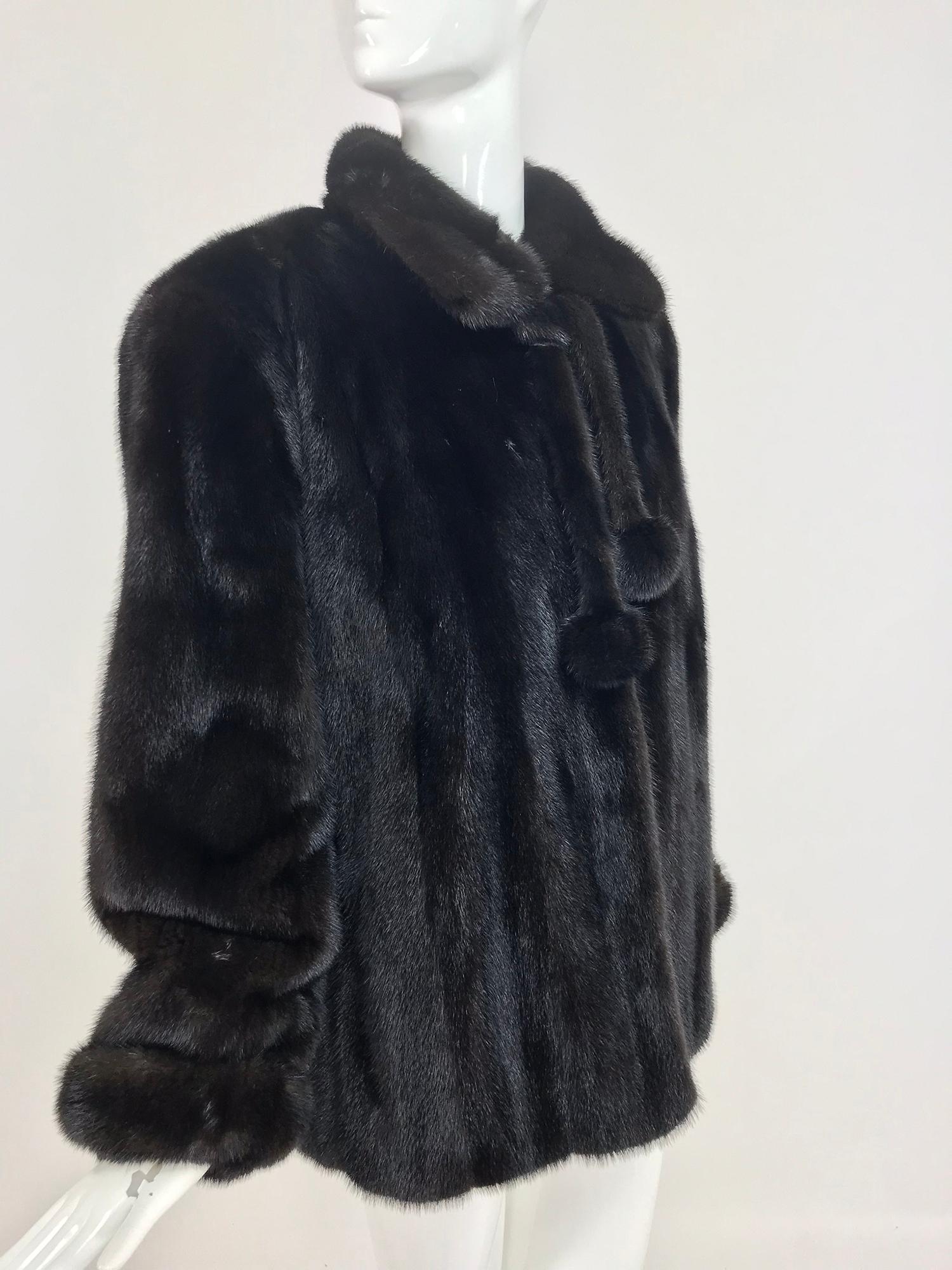 Nieman Marcus Black Mink Fur Jacket with Pom Pom Ties 14