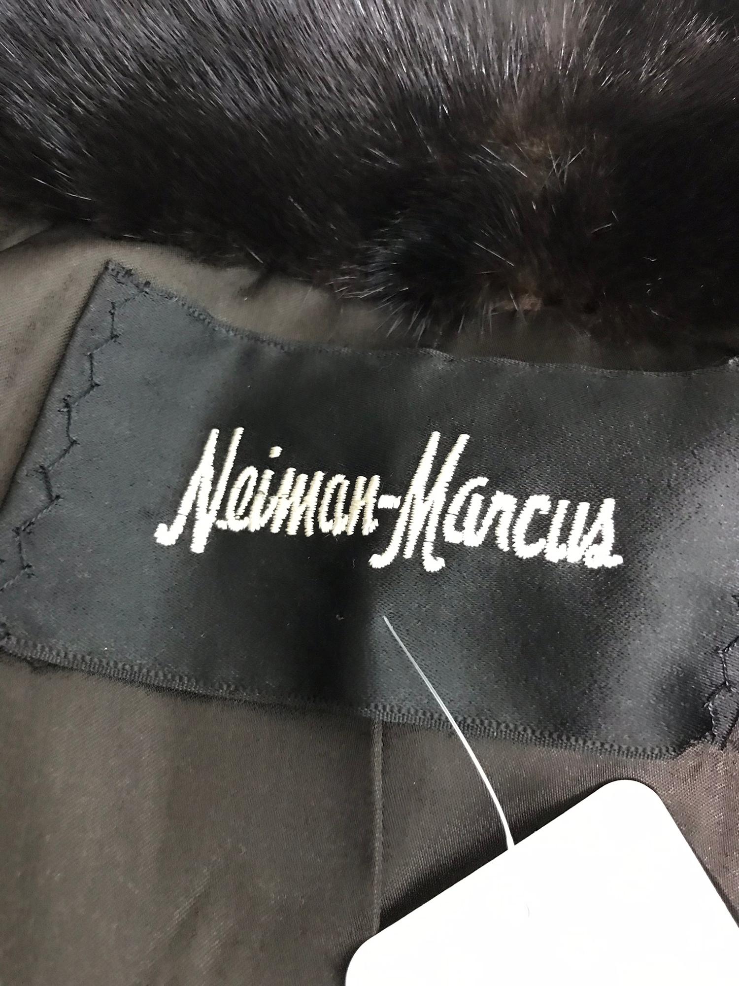 Nieman Marcus Black Mink Fur Jacket with Pom Pom Ties 16