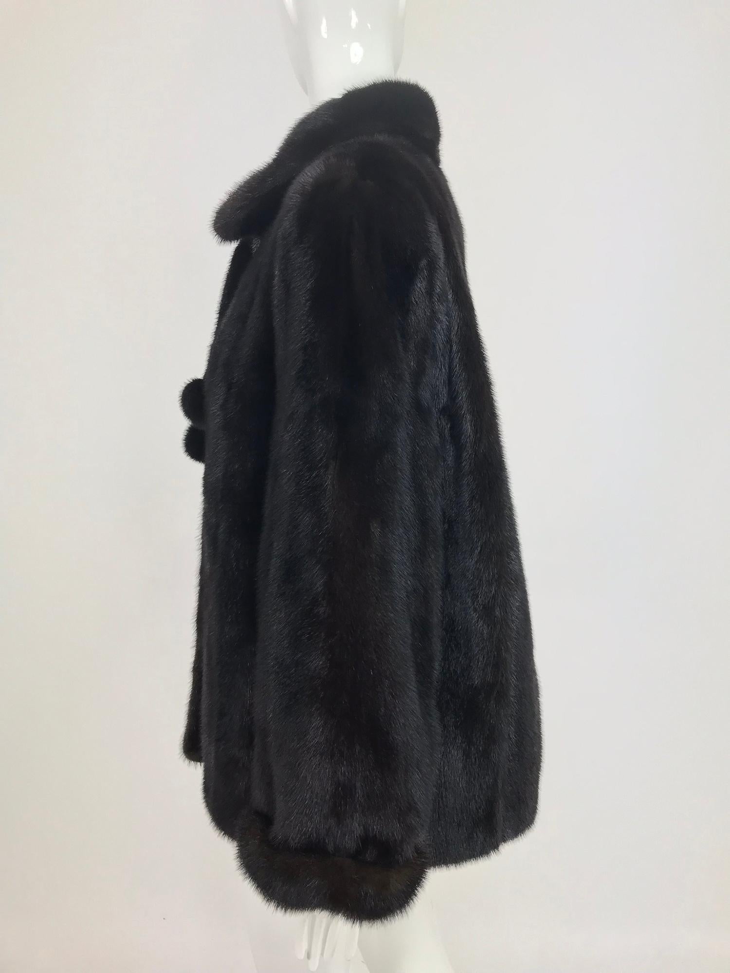 Nieman Marcus Black Mink Fur Jacket with Pom Pom Ties 3