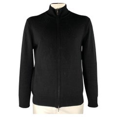 Veste zippée en cachemire tricoté noire NIEMAN MARCUS, taille XL
