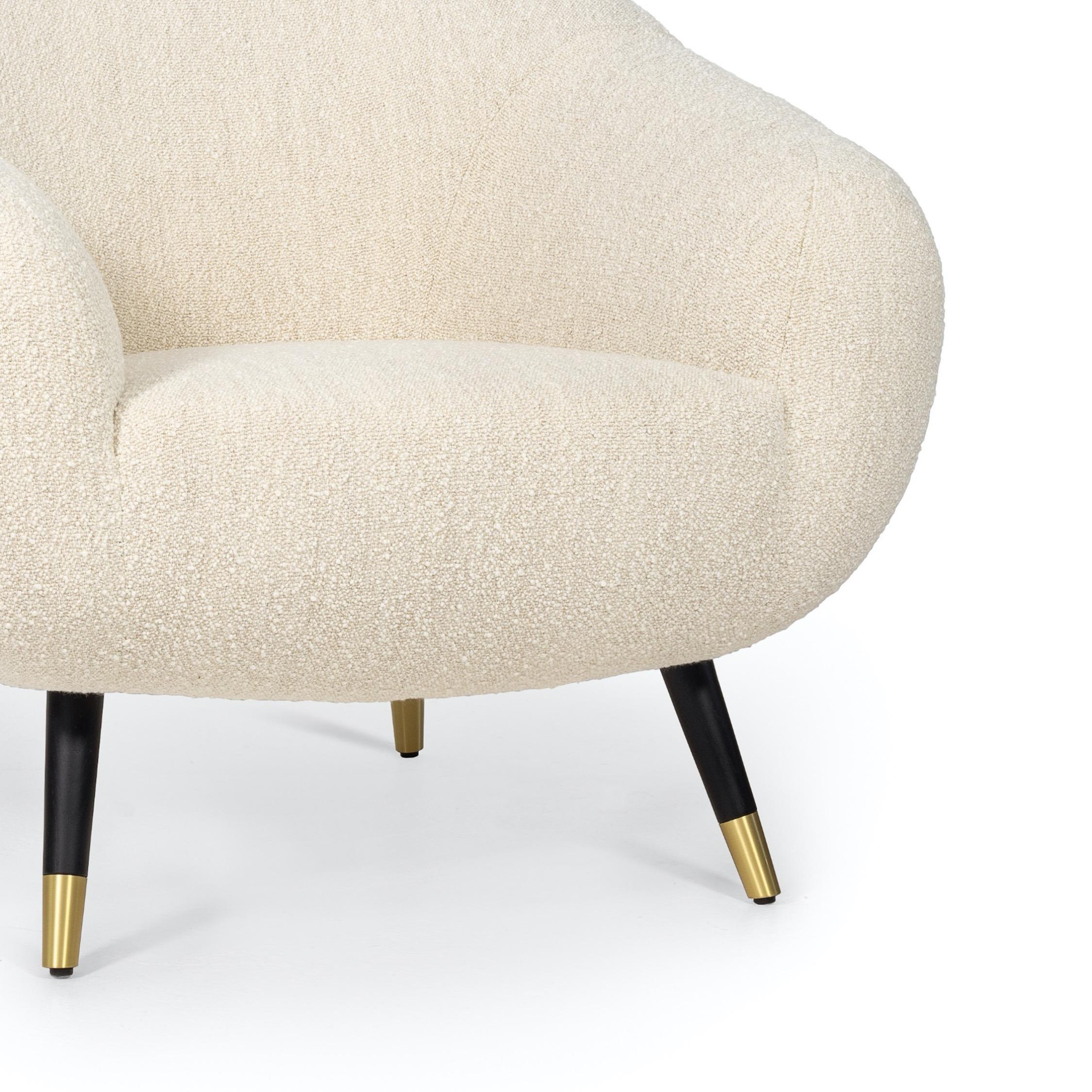Brushed Niemeyer Armchair, Bouclé and Brass, Insidherland by Joana Santos Barbosa For Sale
