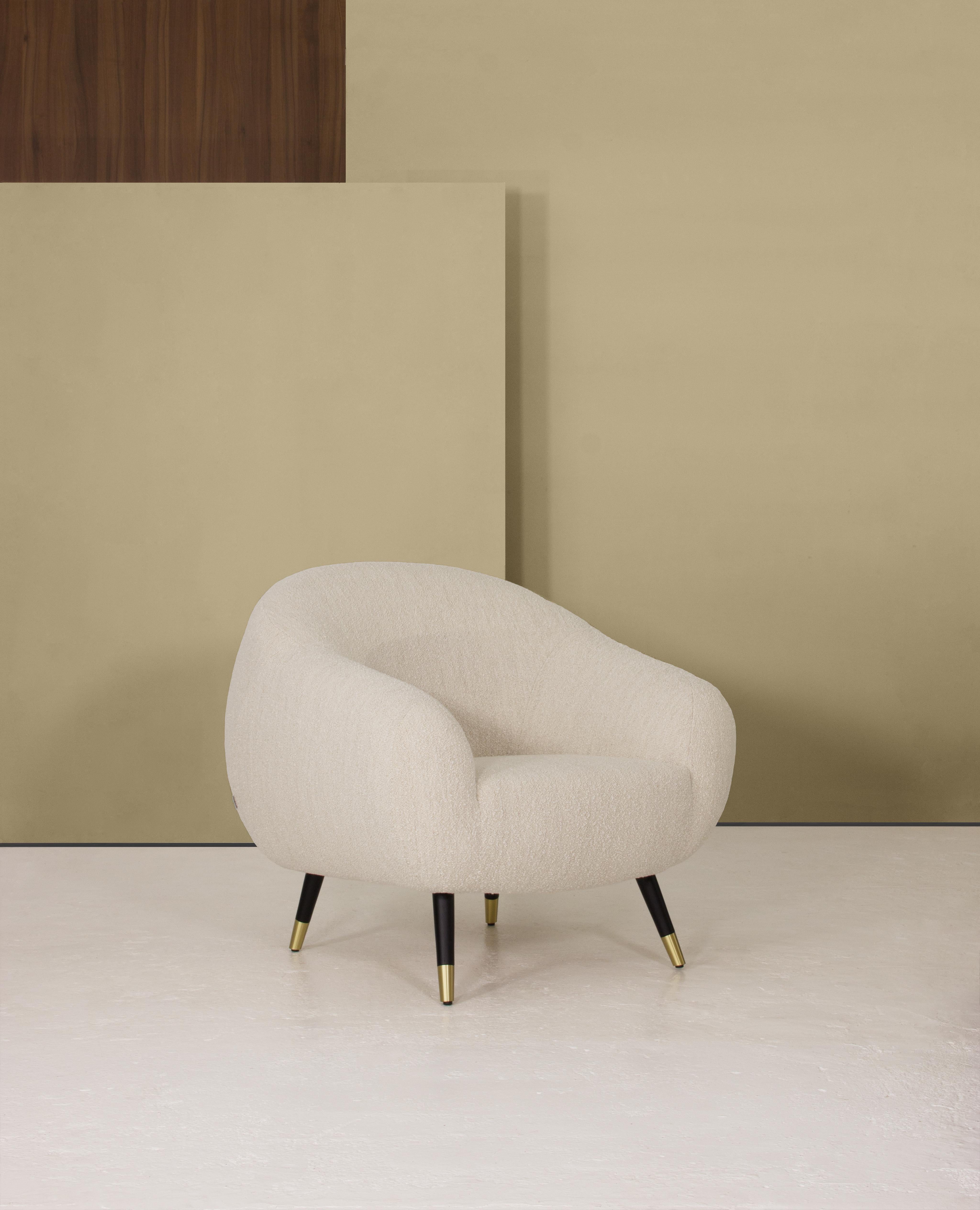 Niemeyer Armchair, Bouclé and Brass, Insidherland by Joana Santos Barbosa For Sale 2