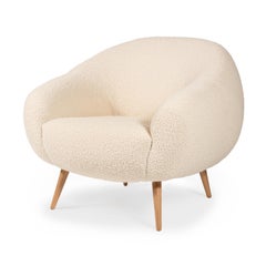 Mid-Century Modern organic round oak handmade Niemeyer armchair by InsidherLand