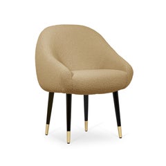 Mid-Century Modern camel bouclé brass oak Niemeyer dining chair by InsidherLand