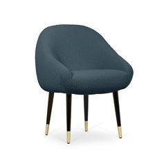 Mid-Century Modern dark blue bouclé brass Niemeyer dining chair by InsidherLand