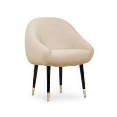Mid-Century Modern beige bouclé brass oak Niemeyer dining chair by InsidherLand