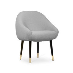 Mid-Century Modern light grey bouclé oak Niemeyer dining chair by InsidherLand