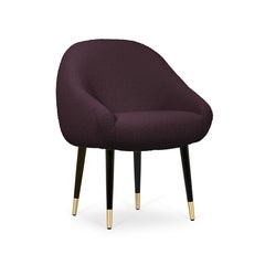 Mid-Century Modern burgundy bouclé brass Niemeyer dining chair by InsidherLand