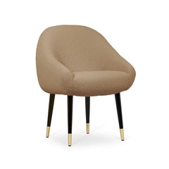 Mid-Century Modern brown bouclé oak brass Niemeyer dining chair by InsidherLand