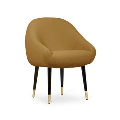 Mid-Century Modern mustard bouclé brassNiemeyer dining chair by InsidherLand