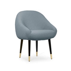 Mid-Century Modern blue bouclé oak brass Niemeyer dining chair by InsidherLand