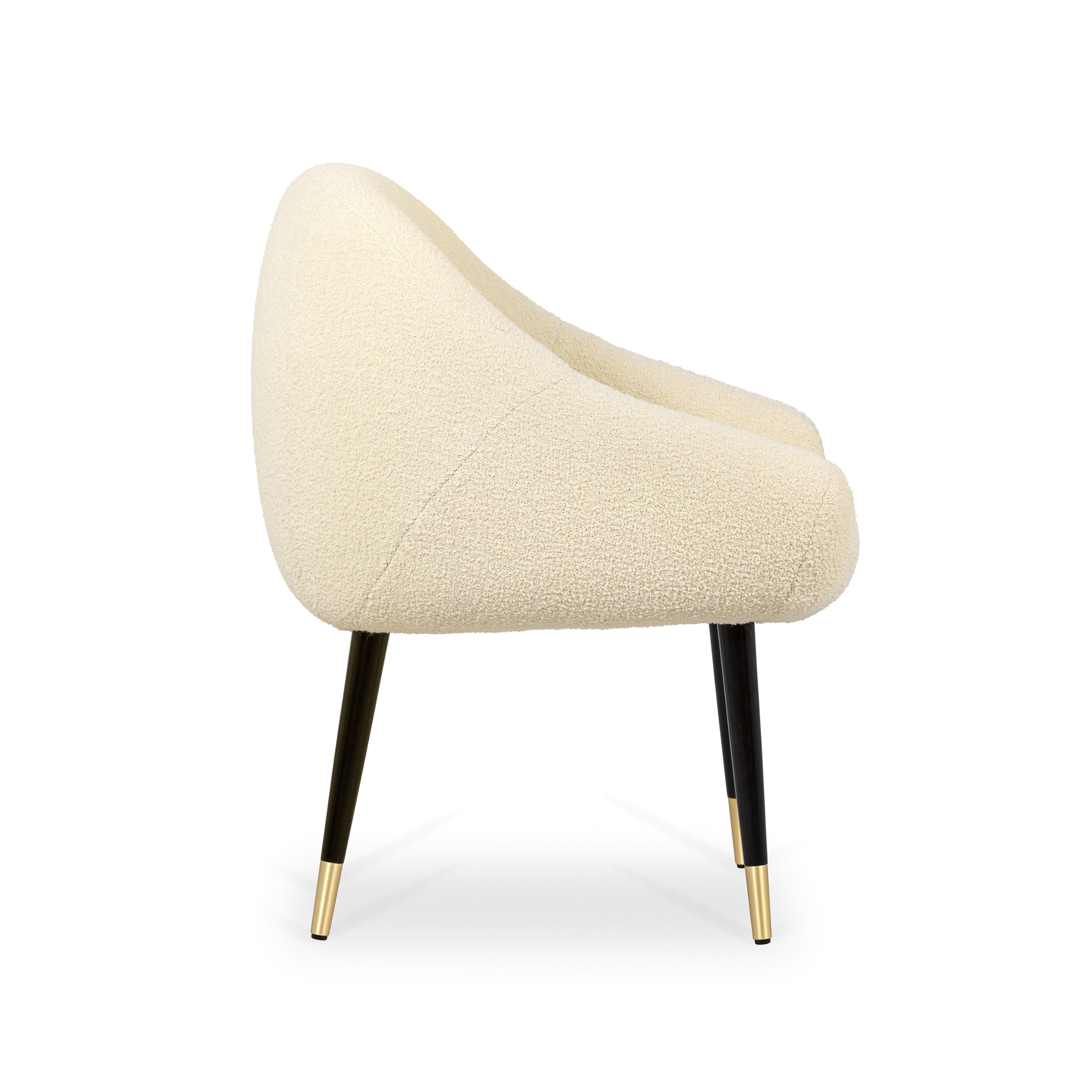 Modern Niemeyer Dining Chair, Bouclé and Brass, Insidherland by Joana Santos Barbosa For Sale