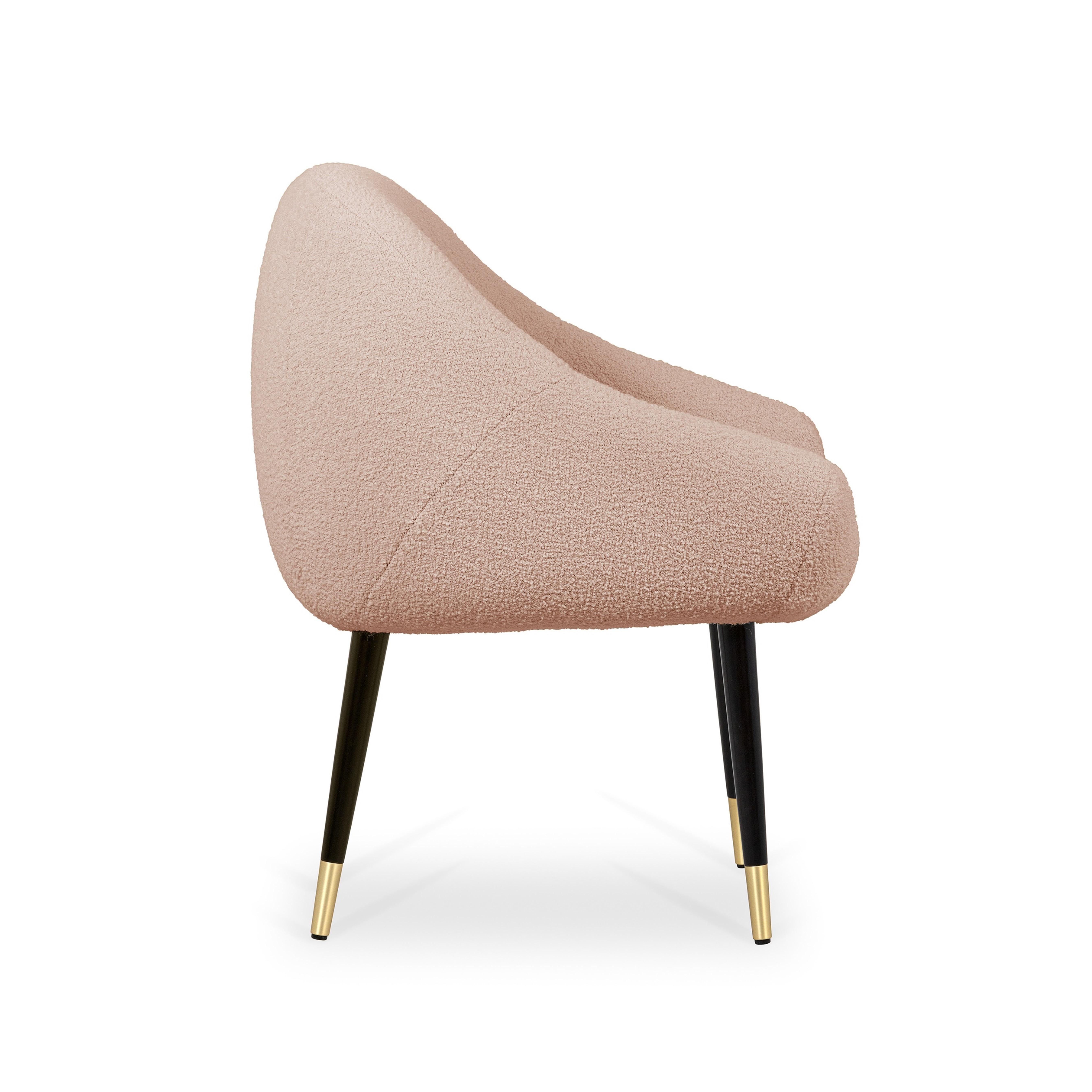 Modern Niemeyer Dining Chair, Bouclé and Brass, Insidherland by Joana Santos Barbosa For Sale