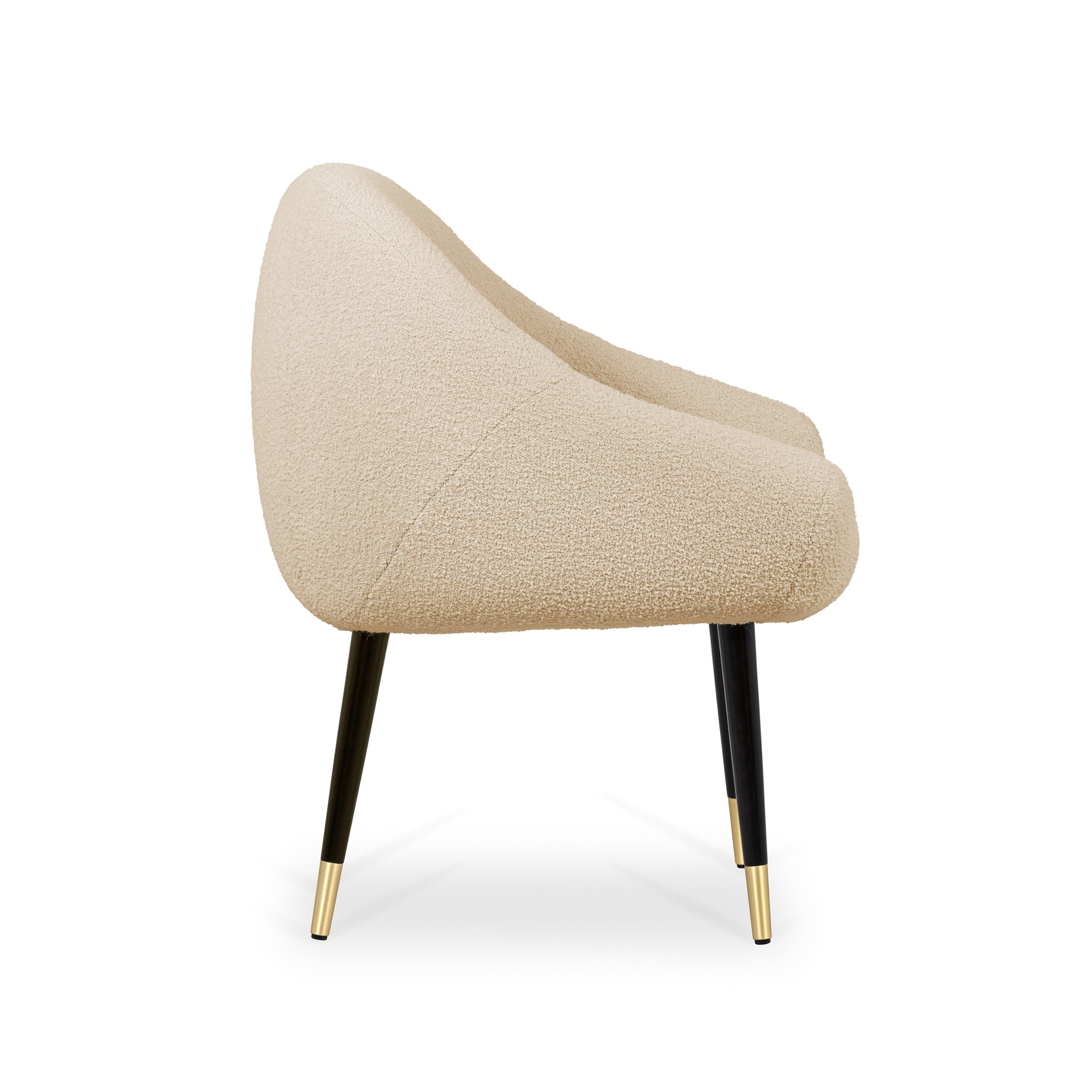 Modern Niemeyer Dining Chair, Bouclé and Brass, Insidherland by Joana Santos Barbosa For Sale
