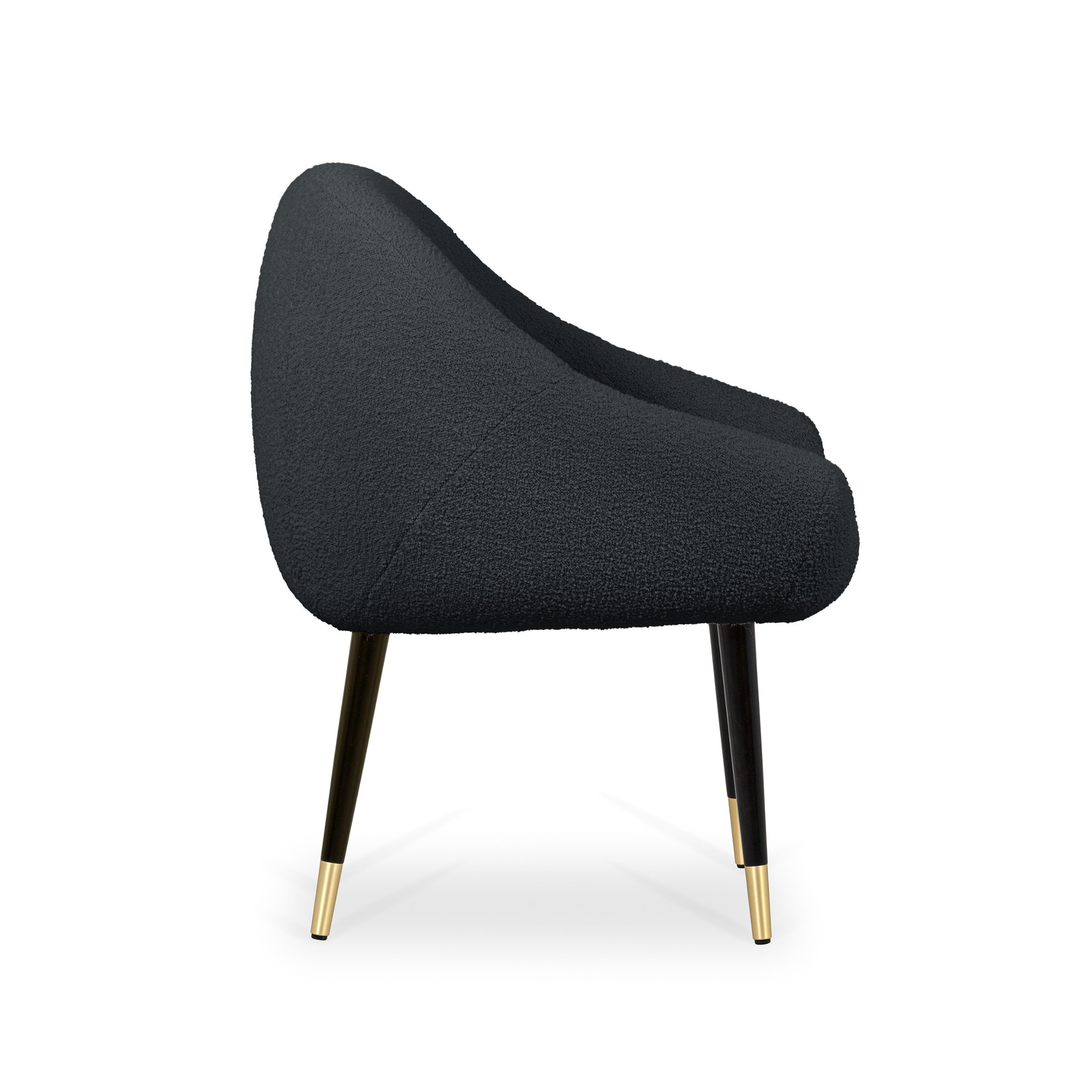 Portuguese Niemeyer Dining Chair, Bouclé and Brass, Insidherland by Joana Santos Barbosa For Sale