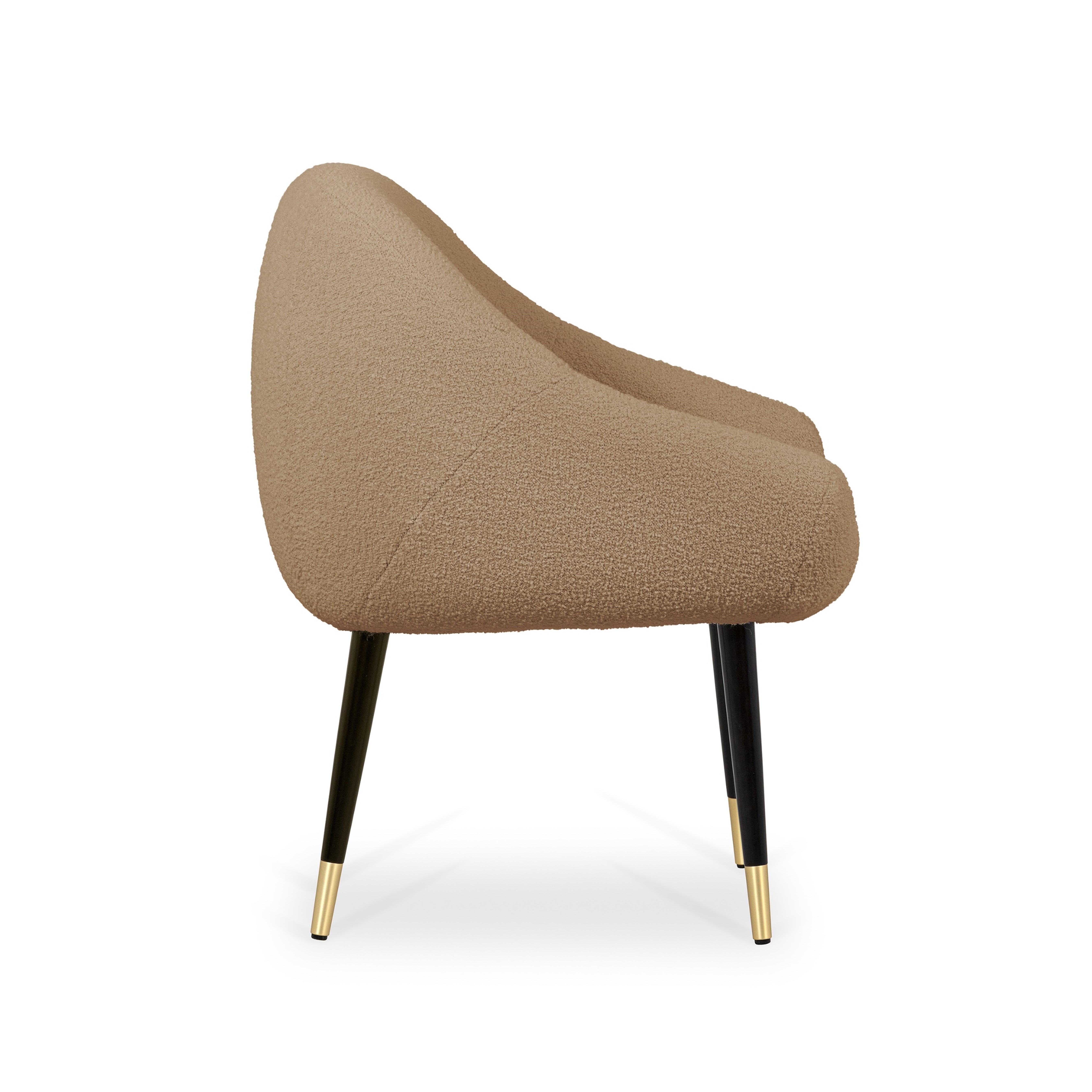 Portuguese Niemeyer Dining Chair, Bouclé and Brass, Insidherland by Joana Santos Barbosa For Sale