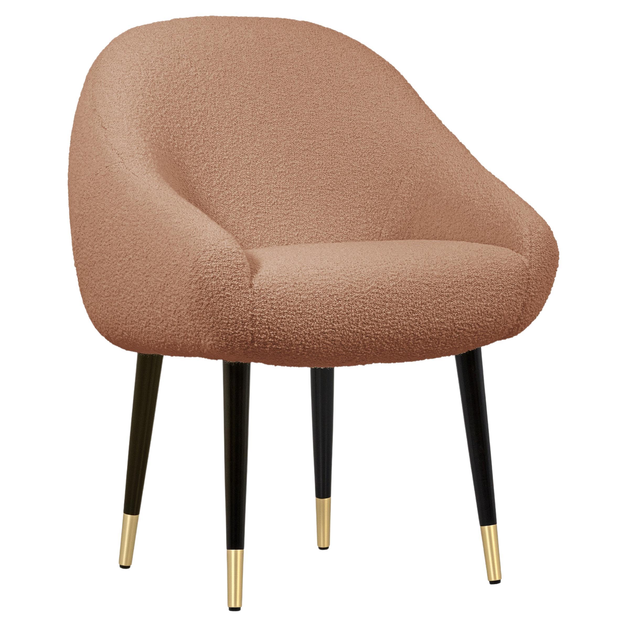 Niemeyer Dining Chair, Bouclé and Brass, Insidherland by Joana Santos Barbosa For Sale