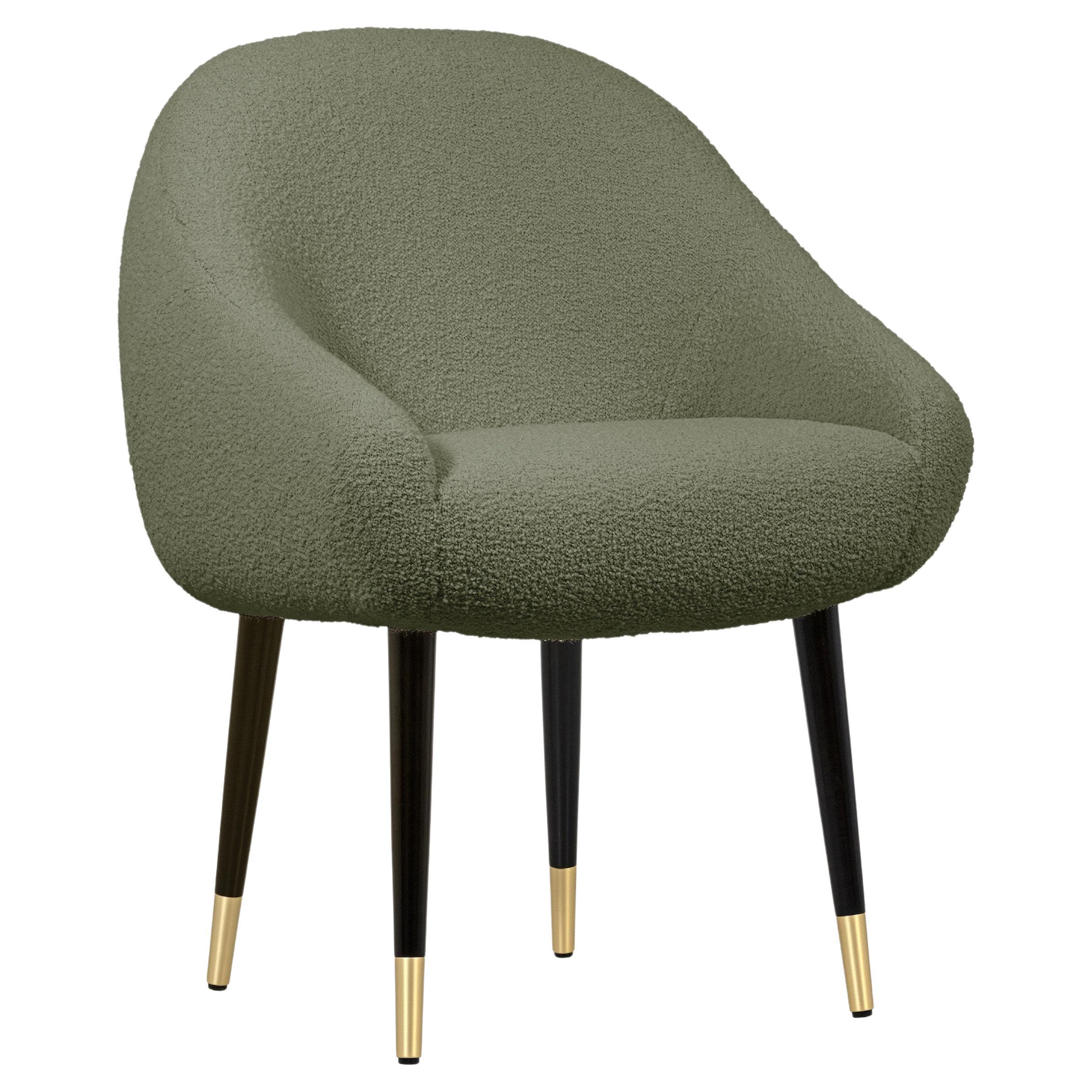 Niemeyer Dining Chair, Bouclé and Brass, Insidherland by Joana Santos Barbosa For Sale
