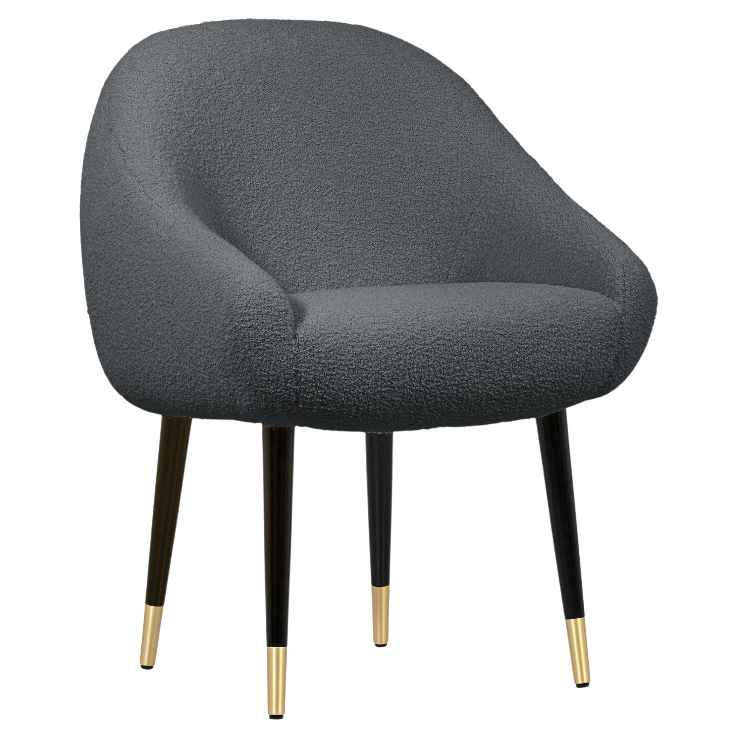 Niemeyer Dining Chair, Bouclé and Brass, Insidherland by Joana Santos Barbosa