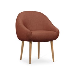 Sedia da pranzo Niemeyer in serandite bouclé di Oak di InsidherLand, stile metà secolo moderno.