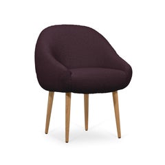 Mid-Century Modern burgundy bouclé oak Niemeyer dining chair by InsidherLand