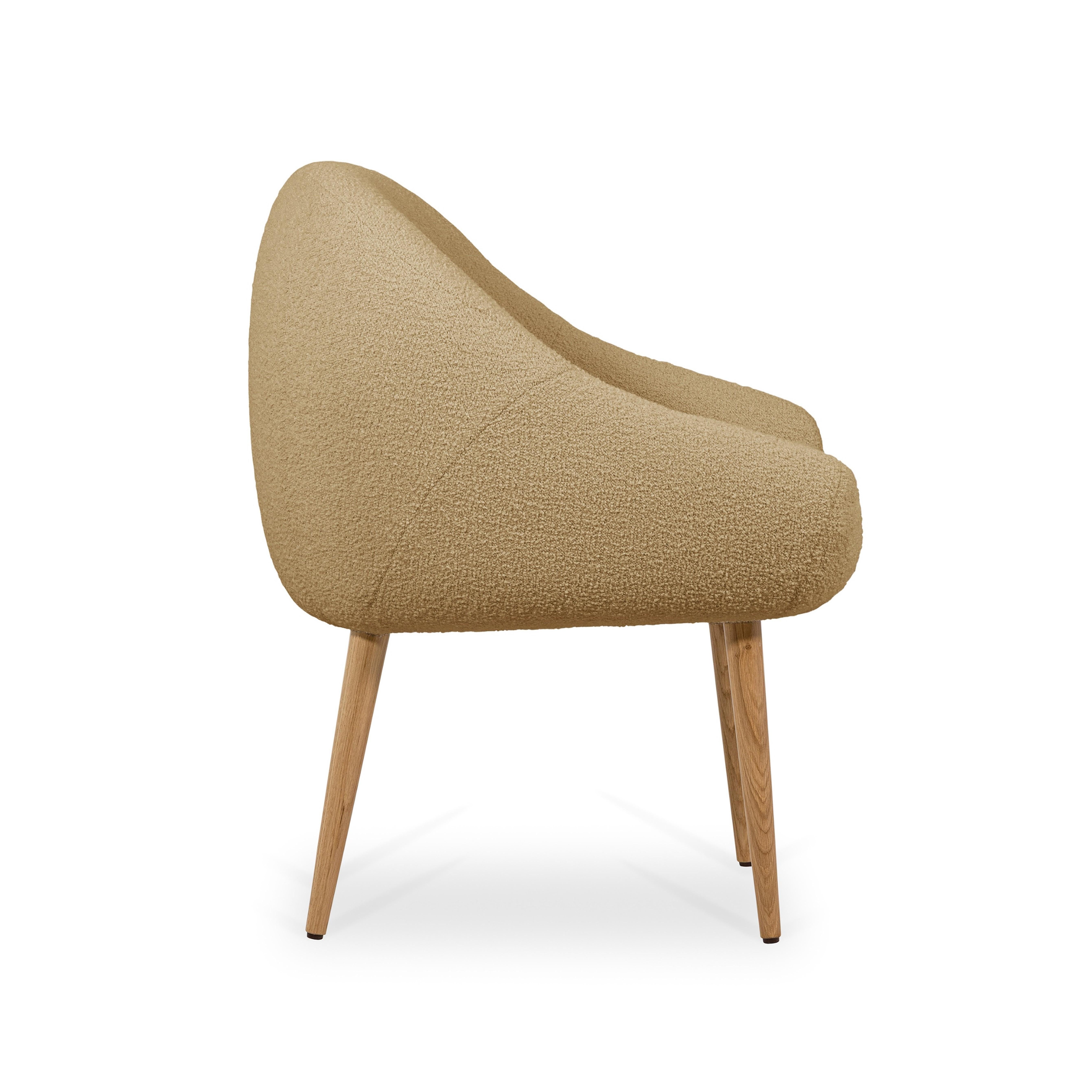 Modern Niemeyer Dining Chair, Bouclé and Oak, Insidherland by Joana Santos Barbosa For Sale