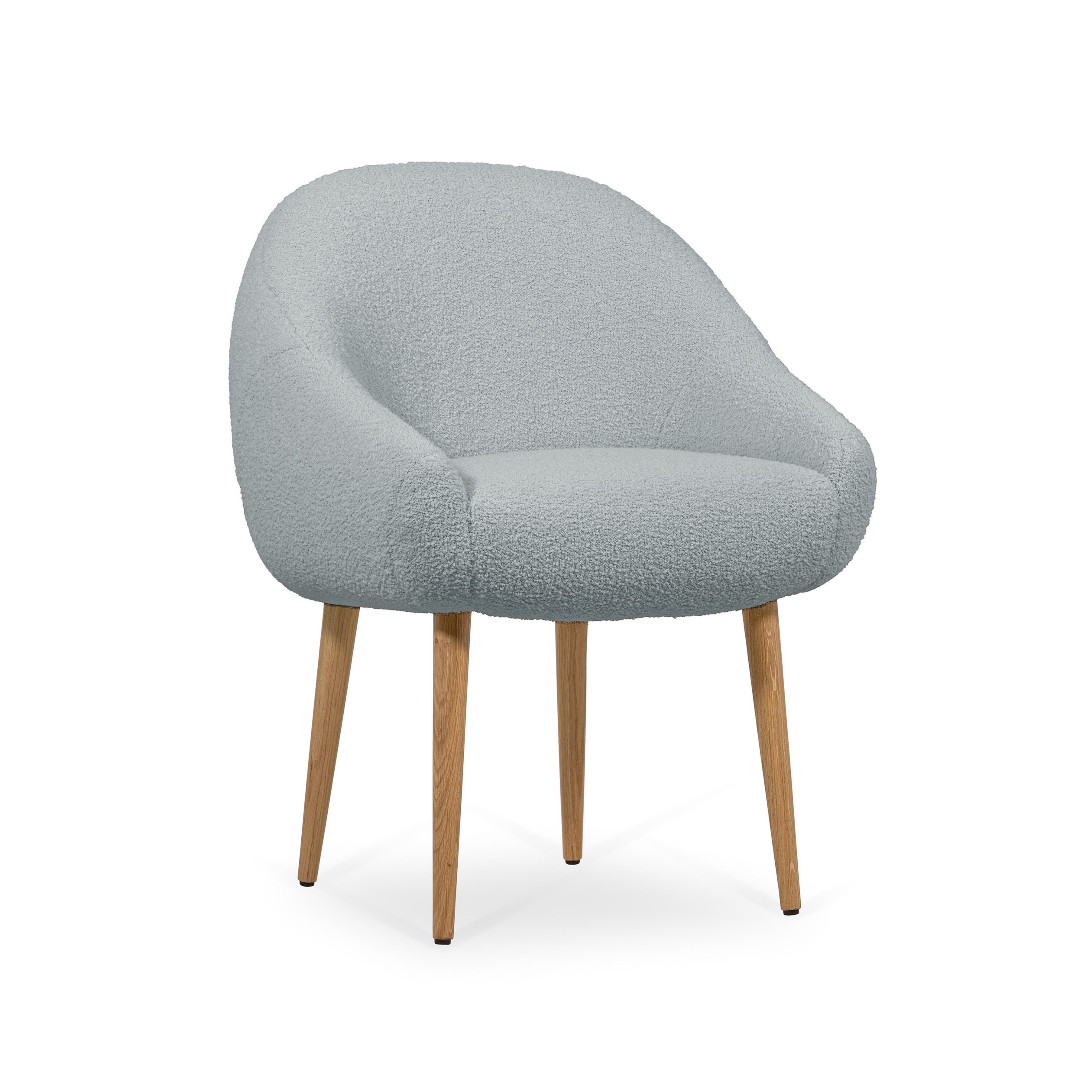 Moderne Chaise à manger Niemeyer, Bouclé et Chêne, Insidherland by Joana Santos Barbosa en vente