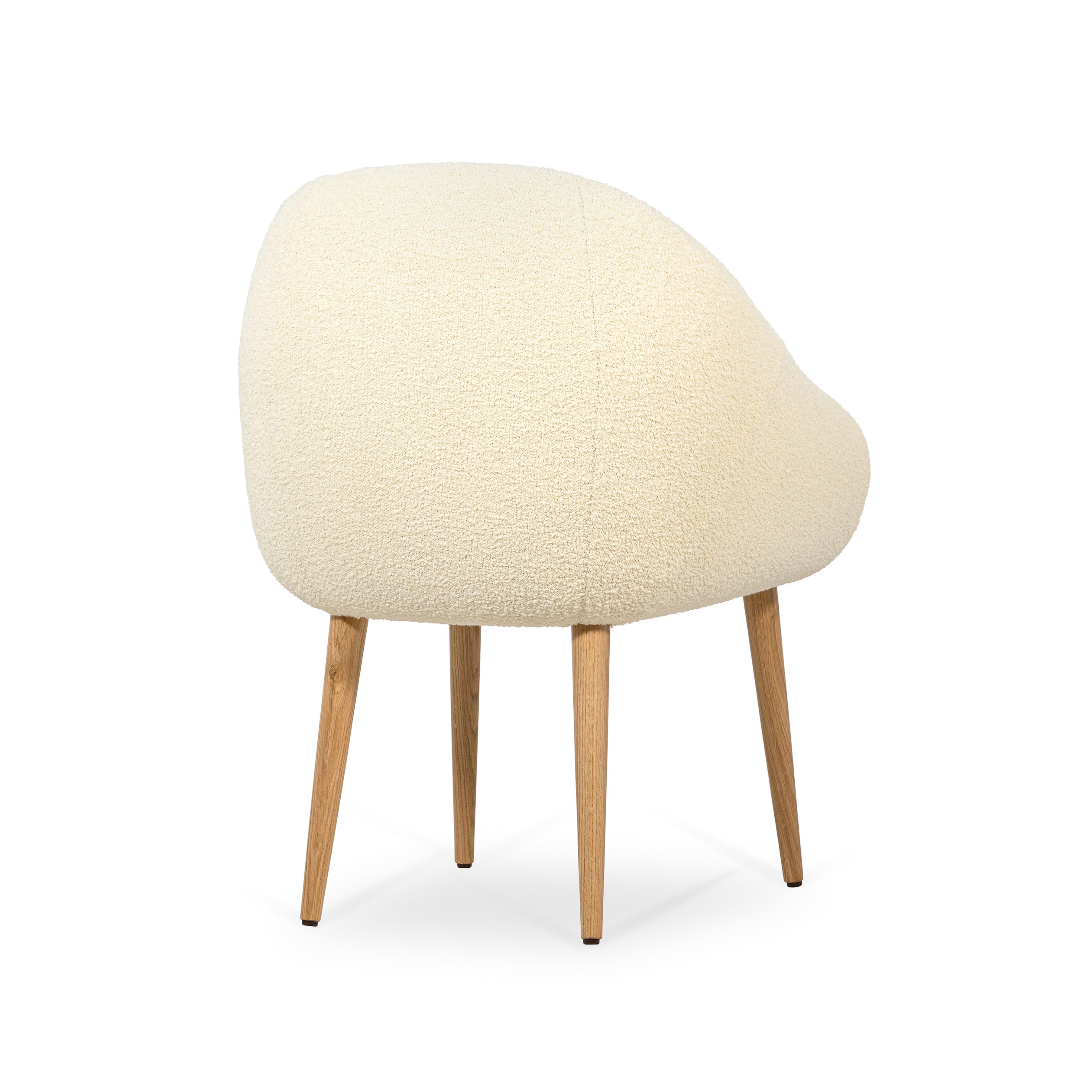 Portuguese Niemeyer Dining Chair, Bouclé and Oak, Insidherland by Joana Santos Barbosa For Sale