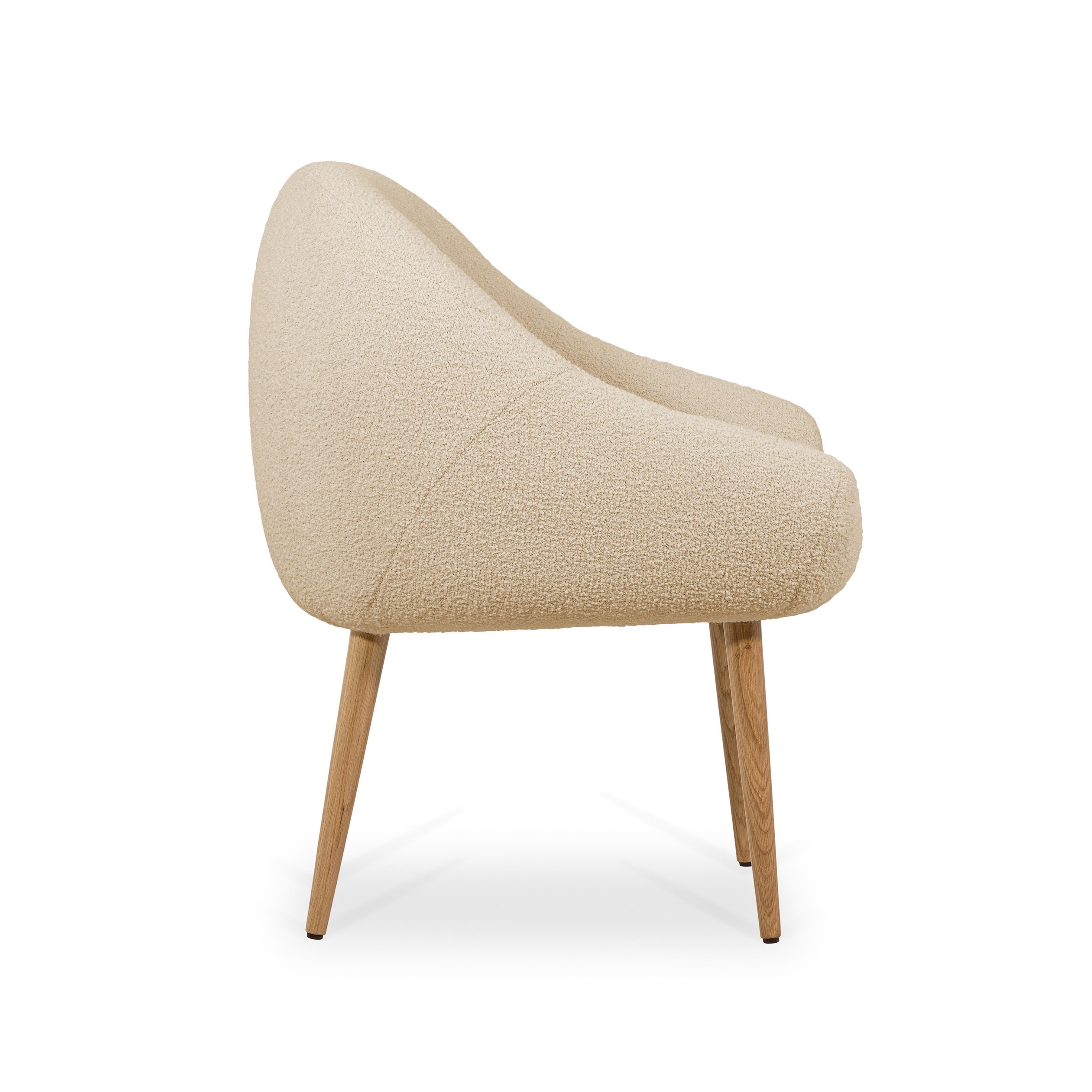 Portuguese Niemeyer Dining Chair, Bouclé and Oak, Insidherland by Joana Santos Barbosa For Sale