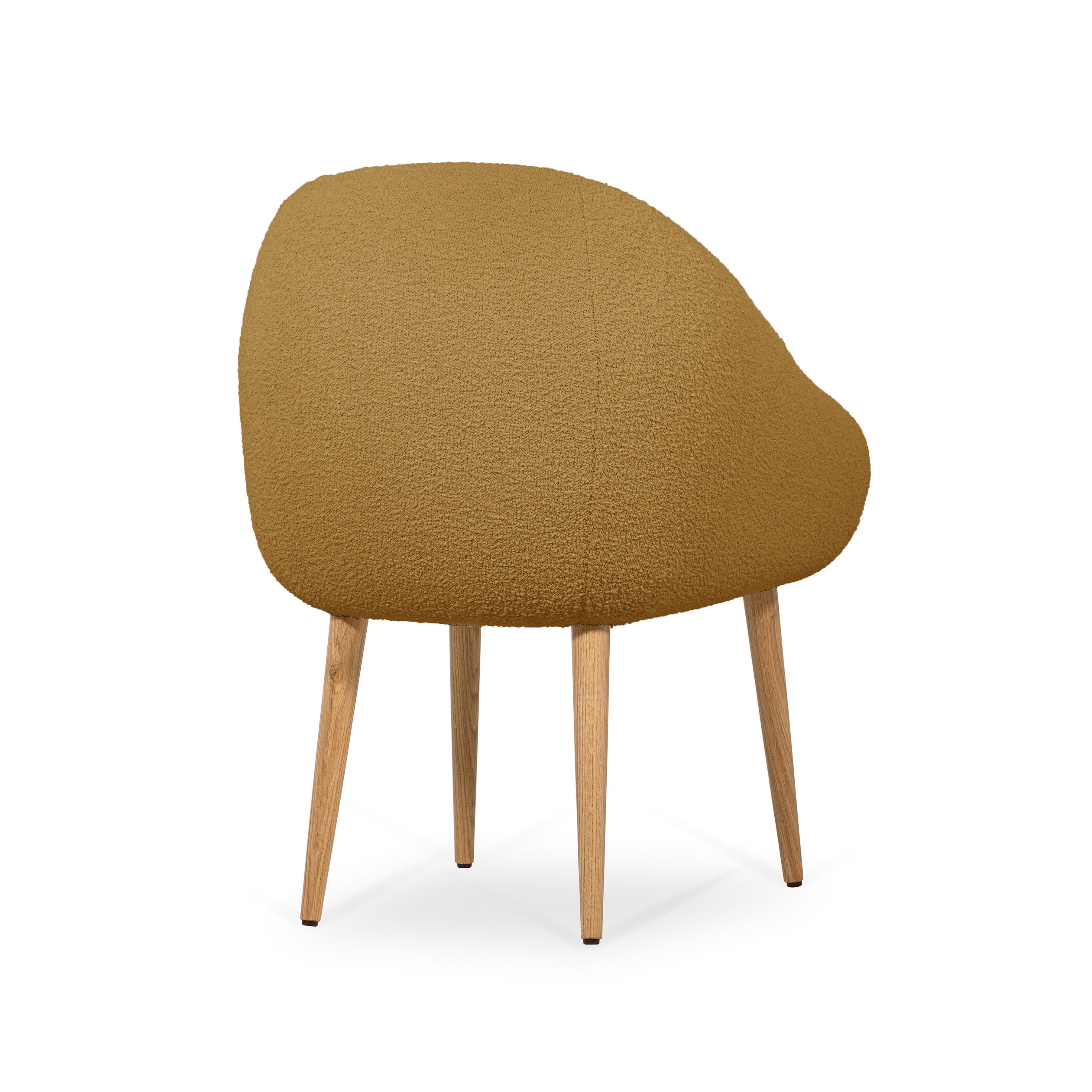 Woodwork Niemeyer Dining Chair, Bouclé and Oak, Insidherland by Joana Santos Barbosa For Sale