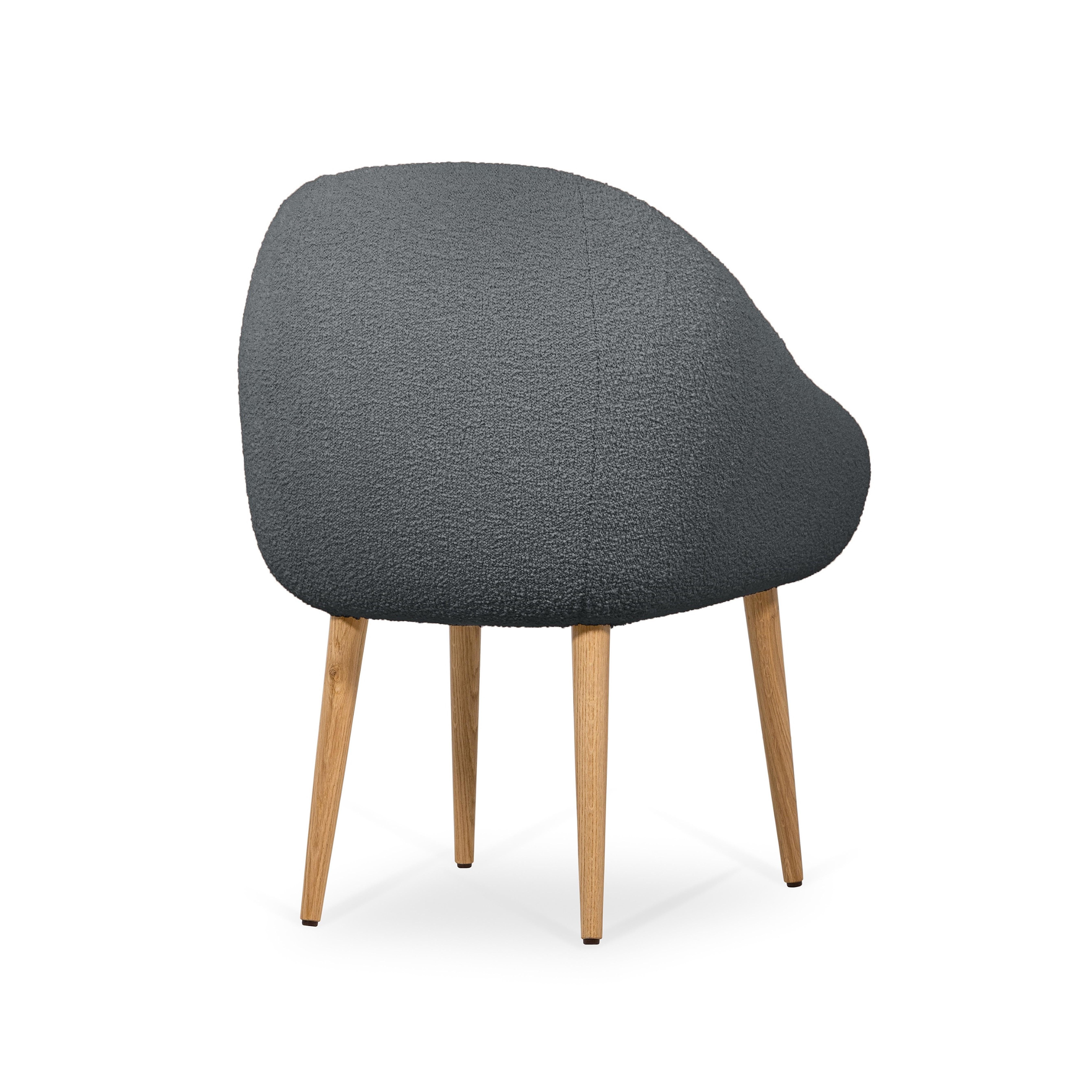 Portuguese Niemeyer Dining Chair, Bouclé and Oak, Insidherland by Joana Santos Barbosa For Sale