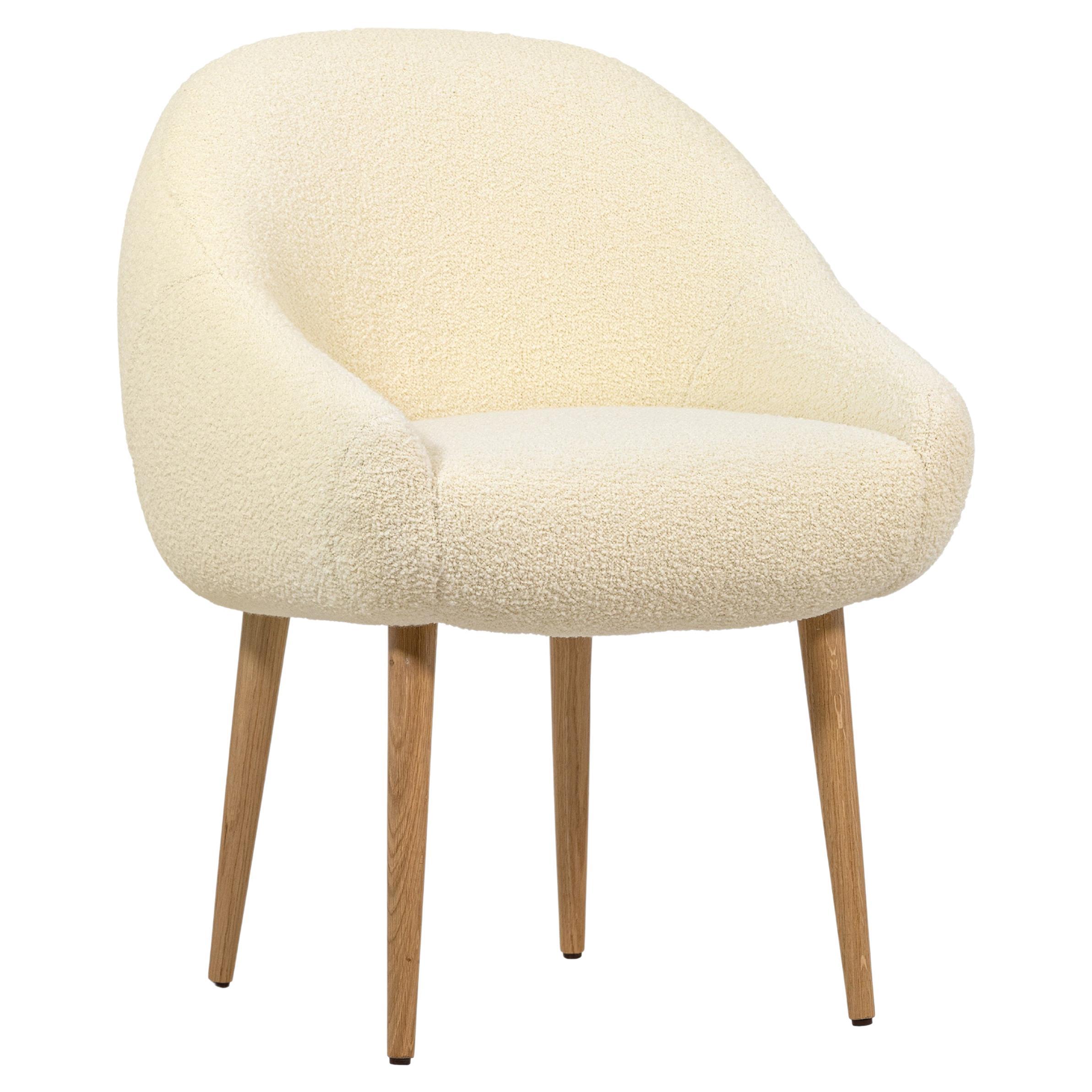 Niemeyer Dining Chair, Bouclé and Oak, Insidherland by Joana Santos Barbosa  For Sale at 1stDibs