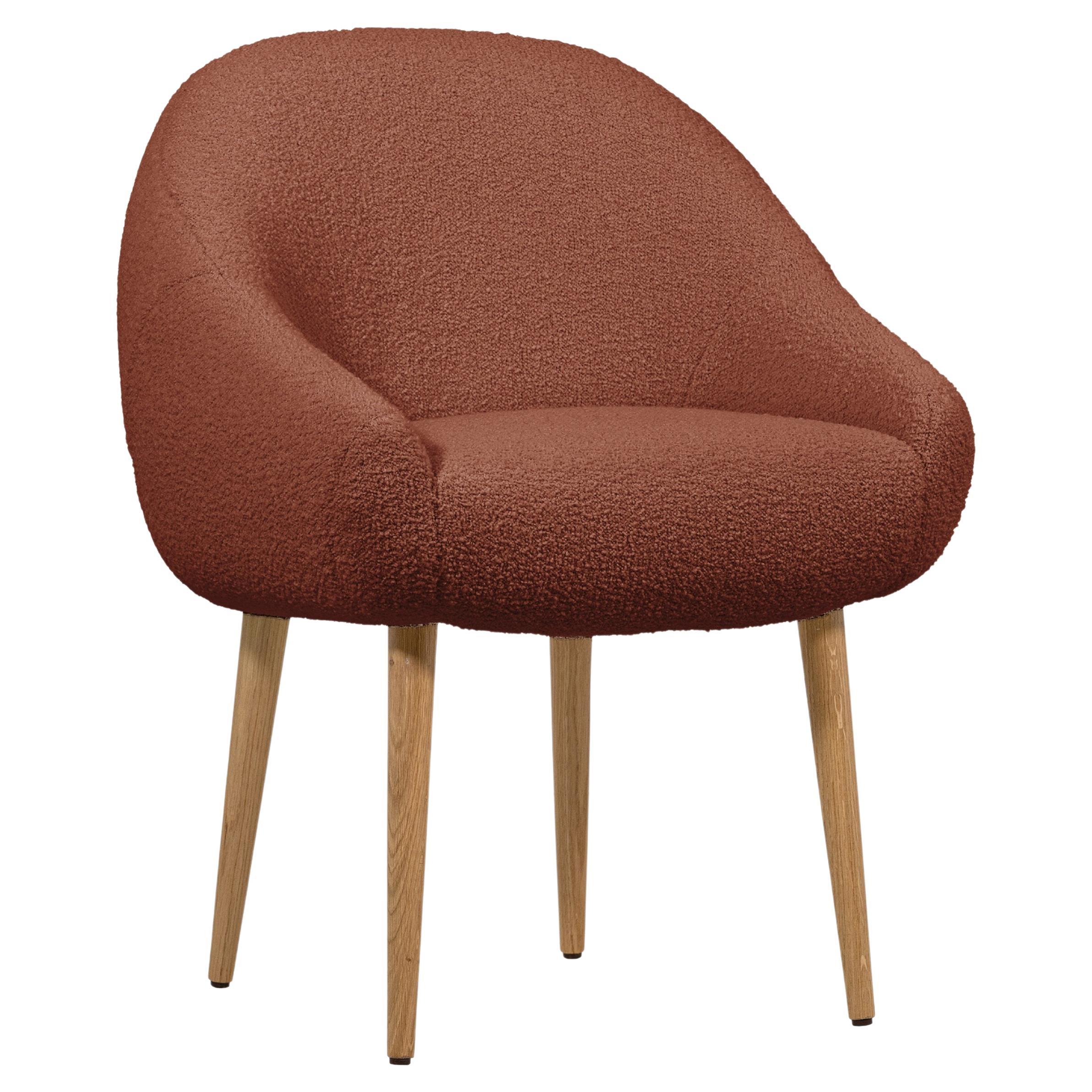 Niemeyer Dining Chair, Bouclé and Oak, Insidherland by Joana Santos Barbosa For Sale