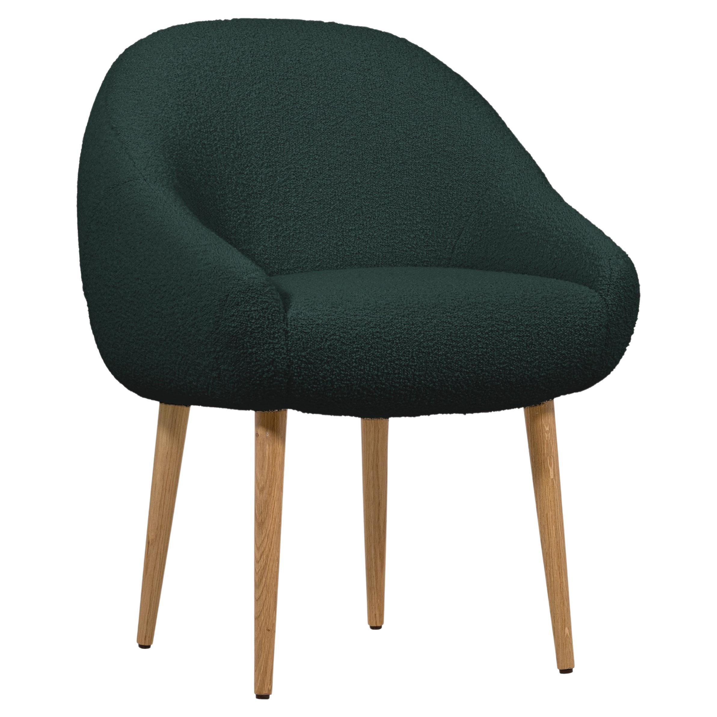 Niemeyer Dining Chair, Bouclé and Oak, Insidherland by Joana Santos Barbosa For Sale