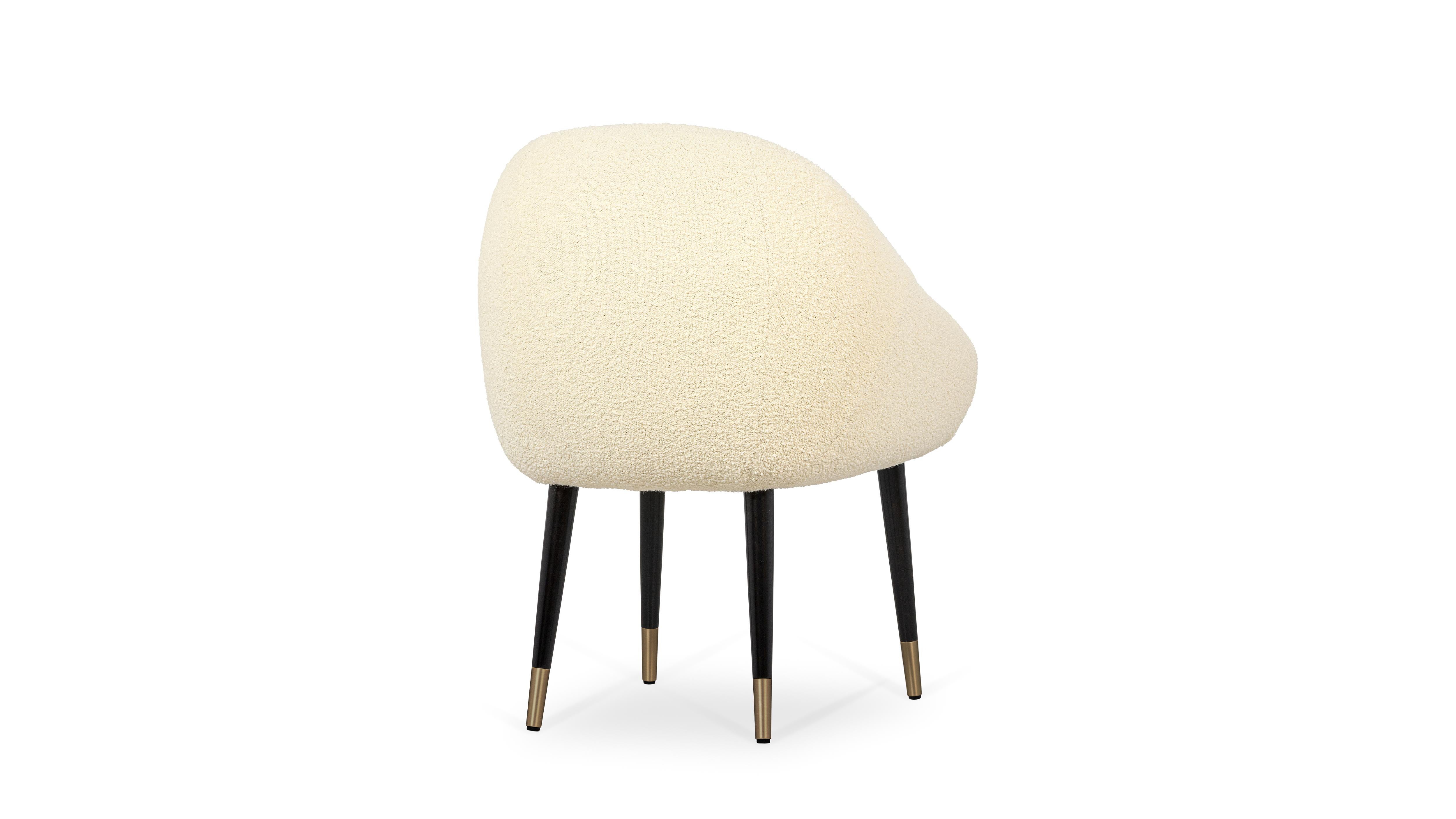 Brushed Niemeyer Dining Chair Bouclé Bronzed Brass, Insidherland by Joana Santos Barbosa For Sale