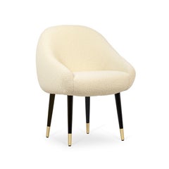 Mid-Century Modern round brass oak Niemeyer dining chair by InsidherLand