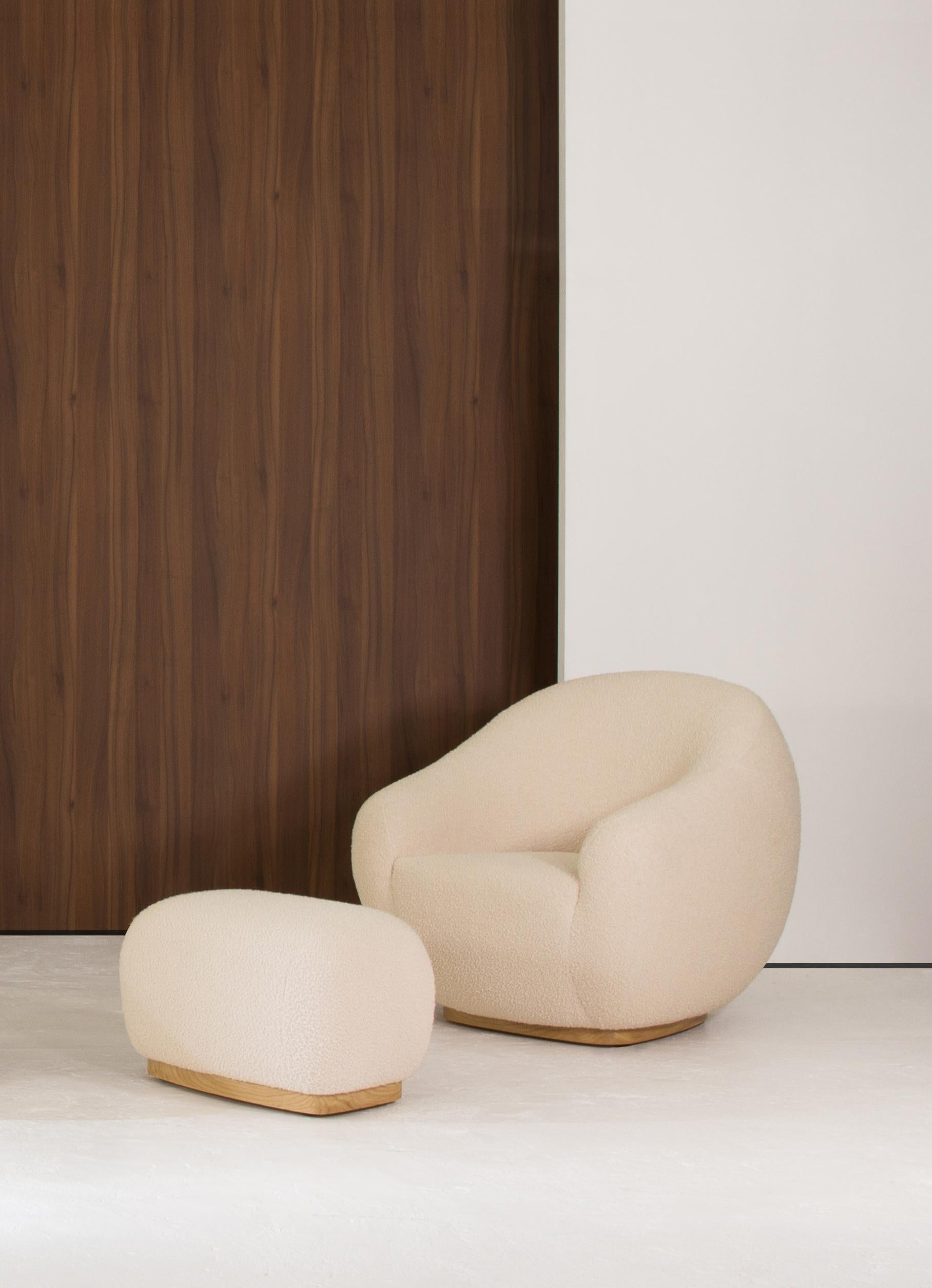 Modern Niemeyer II Armchair and Stool, Bouclé, InsidherLand by Joana Santos Barbosa For Sale