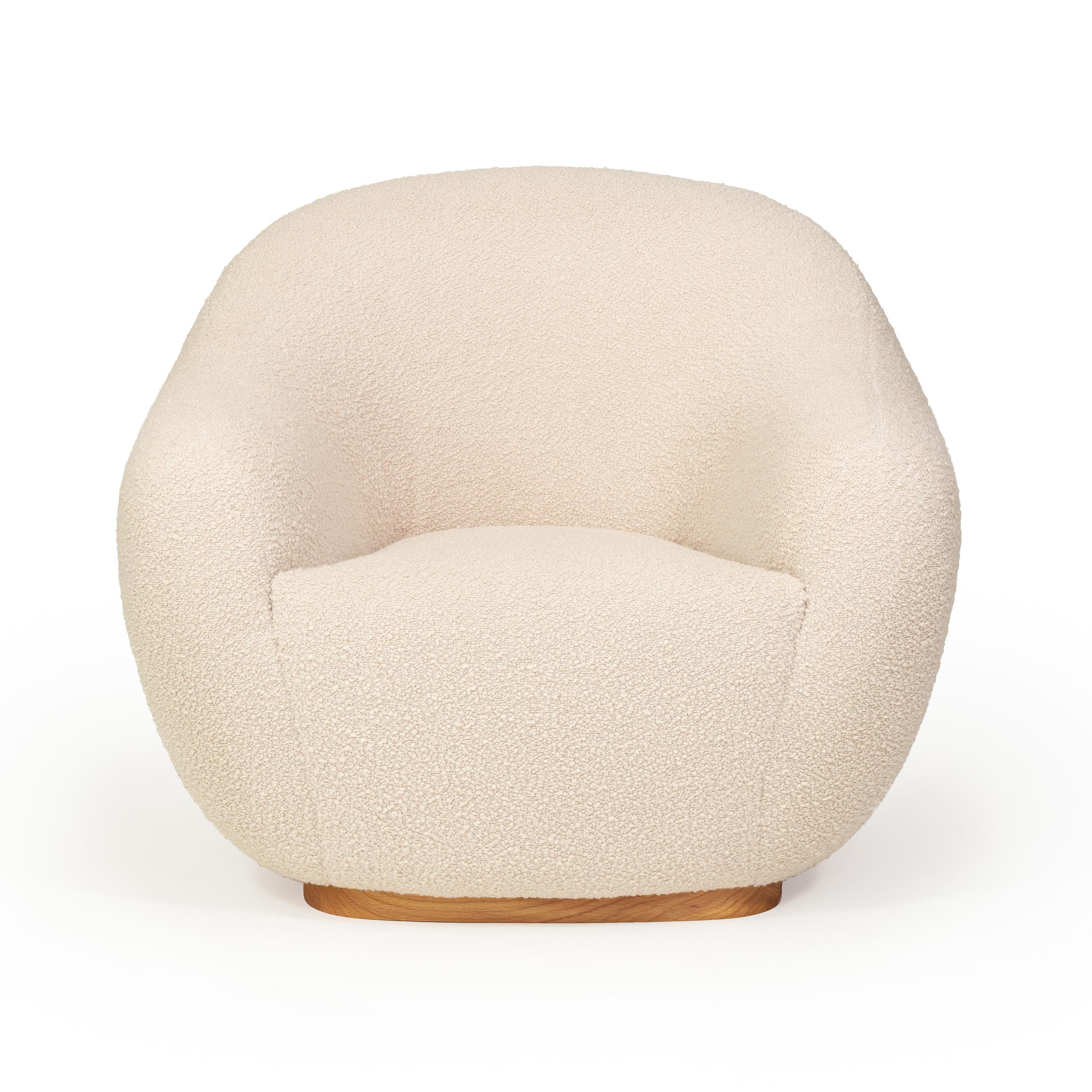 Niemeyer II Armchair and Stool, Bouclé, InsidherLand by Joana Santos Barbosa In New Condition For Sale In Maia, Porto